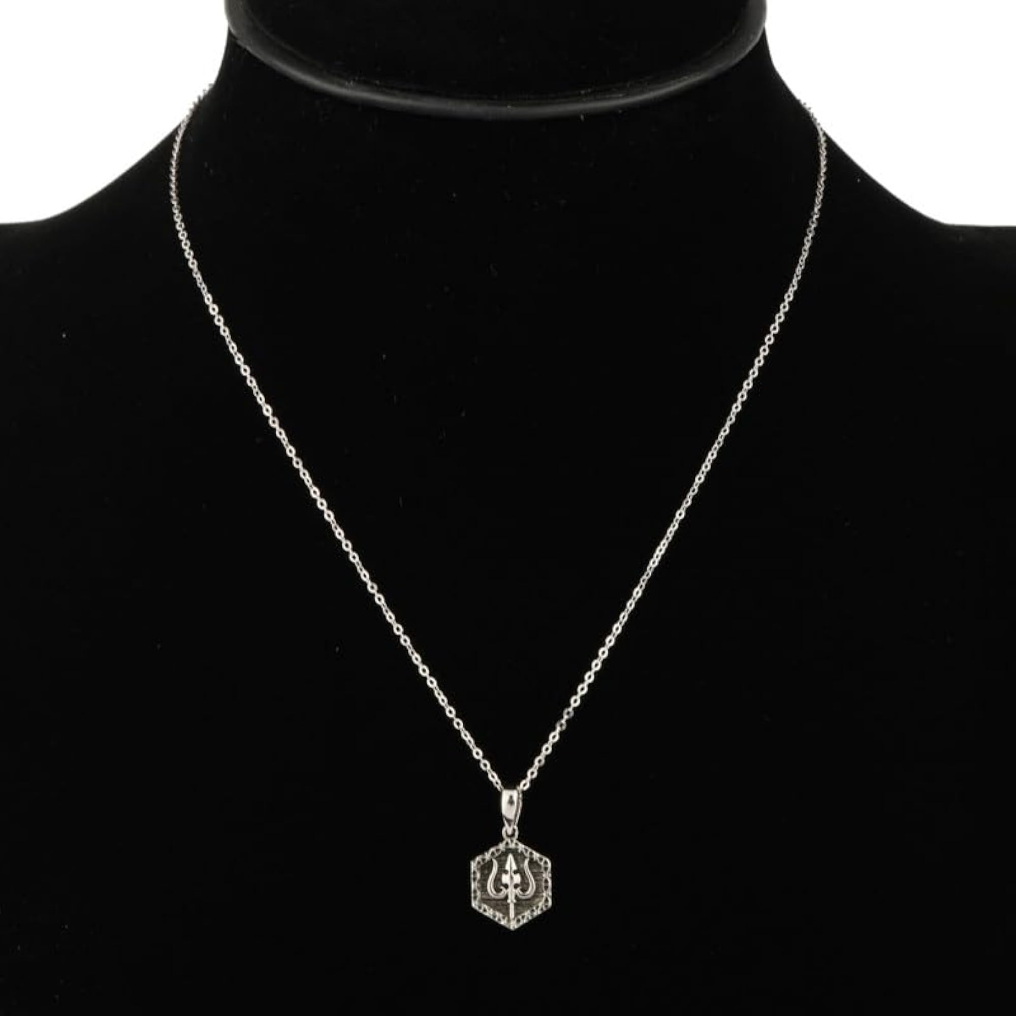 925 Sterling Silver Trishul Hexagon Pendant, Religious Gift